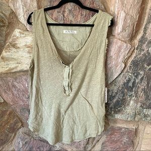 Free people Olive green linen tank top